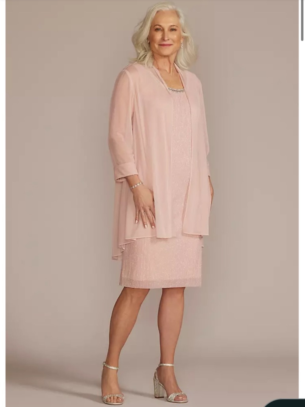 R&M Richards Blush Gown with Sparkling Neckline Size 16 W